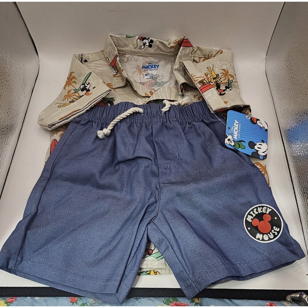 NWT! Disney “Retro Style” Mickey Mouse, 2PC short set/Blue-Boys size 18M